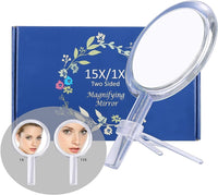 20X Magnifying Hand Mirror Two Sided Use for Makeup Application, Tweezing, and Blackhead/Blemish Removal (15 cm Silver) Kings Warehouse 