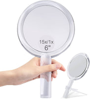 20X Magnifying Hand Mirror Two Sided Use for Makeup Application, Tweezing, and Blackhead/Blemish Removal (15 cm Silver) Kings Warehouse 