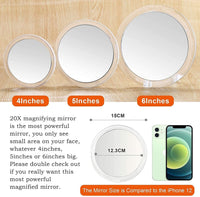 20X Magnifying Hand Mirror with Suction Cups Use for Makeup Application, Tweezing, and Blackhead/Blemish Removal (15 cm White) Kings Warehouse 