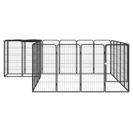 22-Panel Dog Playpen Black 50x100 cm Powder-coated Steel Kings Warehouse 