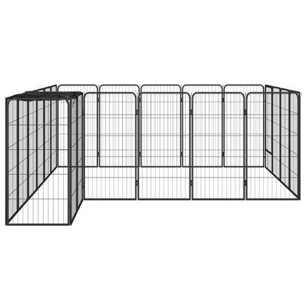22-Panel Dog Playpen Black 50x100 cm Powder-coated Steel Kings Warehouse 