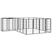 22-Panel Dog Playpen Black 50x100 cm Powder-coated Steel Kings Warehouse 