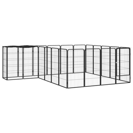 22-Panel Dog Playpen Black 50x100 cm Powder-coated Steel Kings Warehouse 