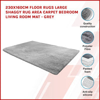 230x160cm Floor Rugs Large Shaggy Rug Area Carpet Bedroom Living Room Mat - Grey living room Kings Warehouse 