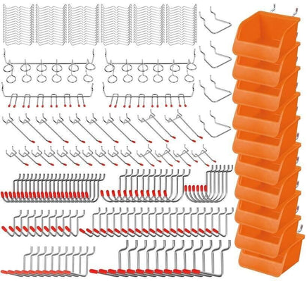 238Pc Pegboard Hooks Set Peg board Bins Parts Storage Assortment Tools Organiser Kings Warehouse 