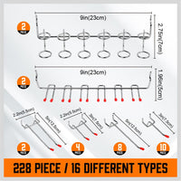 238Pc Pegboard Hooks Set Peg board Bins Parts Storage Assortment Tools Organiser Kings Warehouse 