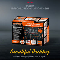 238Pc Pegboard Hooks Set Peg board Bins Parts Storage Assortment Tools Organiser Kings Warehouse 