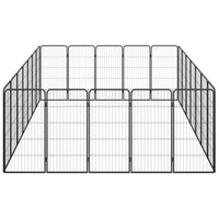 24-Panel Dog Playpen Black 50x100 cm Powder-coated Steel Kings Warehouse 