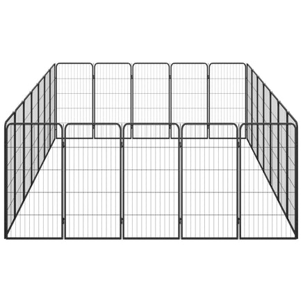 24-Panel Dog Playpen Black 50x100 cm Powder-coated Steel Kings Warehouse 