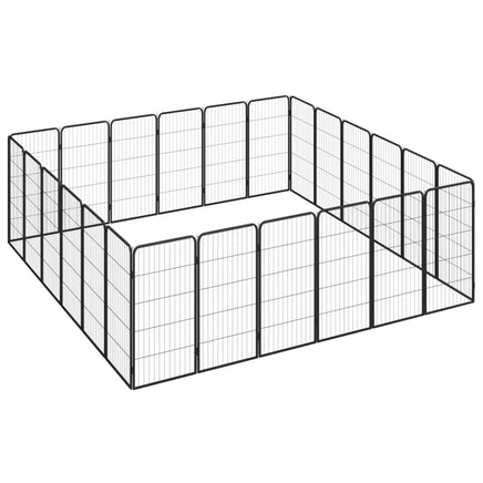 24-Panel Dog Playpen Black 50x100 cm Powder-coated Steel Kings Warehouse 