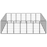 24-Panel Dog Playpen Black 50x100 cm Powder-coated Steel Kings Warehouse 