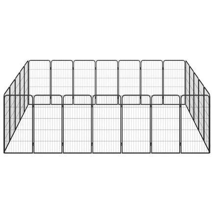24-Panel Dog Playpen Black 50x100 cm Powder-coated Steel Kings Warehouse 