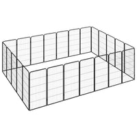 24-Panel Dog Playpen Black 50x100 cm Powder-coated Steel Kings Warehouse 