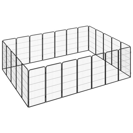 24-Panel Dog Playpen Black 50x100 cm Powder-coated Steel Kings Warehouse 