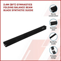 2.4m (8FT) Gymnastics Folding Balance Beam Black Synthetic Suede Kings Warehouse 