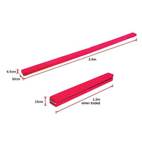 2.4m (8FT) Gymnastics Folding Balance Beam Pink Synthetic Suede Kings Warehouse 
