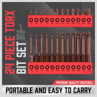 24Pc Torx Bit Set Star Head Screwdriver Bit Long Security Temper Proof T5-T40 Kings Warehouse 