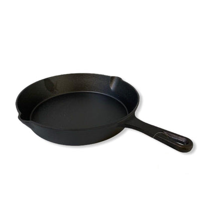 25 cm Cast Iron Skillet Barbecue Fry Pan Pre-Seasoned Oven Safe Grill Frypan Kings Warehouse 
