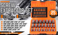 25Pc Screw Extractor Set Multi-Spline Easy Out Broken Bolt Remover Tool Hex Head Kings Warehouse 