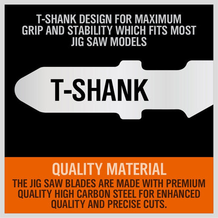 25Pc T-shank Jig Saw Blades Set For Wood Plastic Metal Sheet Cutting BIM HSS HCS Kings Warehouse 