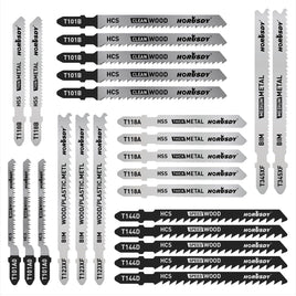 25Pc T-shank Jig Saw Blades Set For Wood Plastic Metal Sheet Cutting BIM HSS HCS Kings Warehouse 