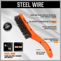 260mm Stanless Brush Anti-Slip Handle Scratch Paint Cleaning Rust Remove New Kings Warehouse 