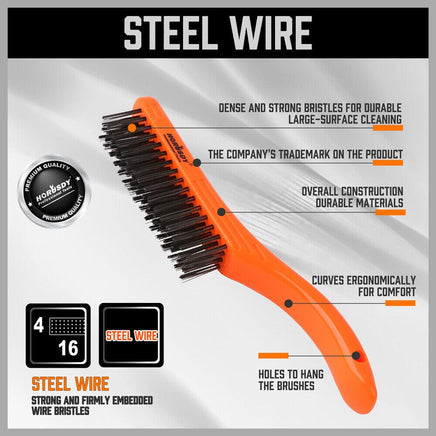260mm Stanless Brush Anti-Slip Handle Scratch Paint Cleaning Rust Remove New Kings Warehouse 