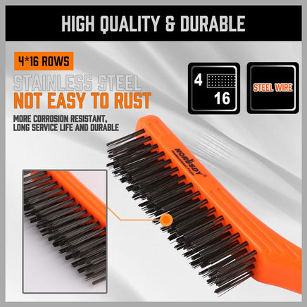 260mm Stanless Brush Anti-Slip Handle Scratch Paint Cleaning Rust Remove New Kings Warehouse 