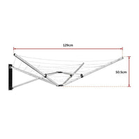 26m 5 Arm Wall Hang Mountable Clothes Airer Dryer Washing Line Bathroom Kitchen Kings Warehouse 