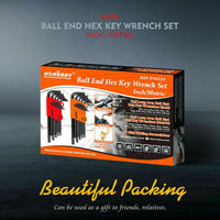 26Pc Allen Wrench Set Ball End Long Arm Hex Key Metric & Imperial With Holders Kings Warehouse 