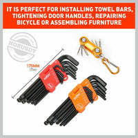 26Pc Allen Wrench Set Ball End Long Arm Hex Key Metric & Imperial With Holders Kings Warehouse 