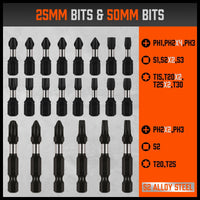 26Pc Impact Screwdriver Bit Set Magnetic Drill Bit Holder Quick Release Drilling Kings Warehouse 