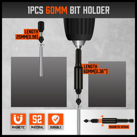 26Pc Impact Screwdriver Bit Set Magnetic Drill Bit Holder Quick Release Drilling Kings Warehouse 