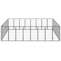 28-Panel Dog Playpen Black 50x100 cm Powder-coated Steel Kings Warehouse 