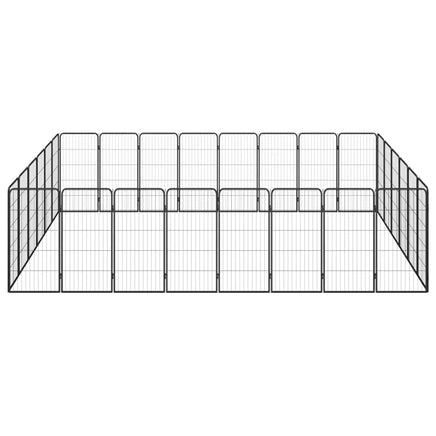 28-Panel Dog Playpen Black 50x100 cm Powder-coated Steel Kings Warehouse 