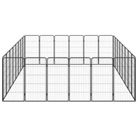 28-Panel Dog Playpen Black 50x100 cm Powder-coated Steel Kings Warehouse 