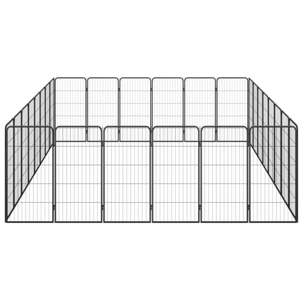 28-Panel Dog Playpen Black 50x100 cm Powder-coated Steel Kings Warehouse 