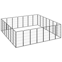 28-Panel Dog Playpen Black 50x100 cm Powder-coated Steel Kings Warehouse 