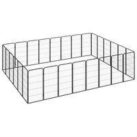 28-Panel Dog Playpen Black 50x100 cm Powder-coated Steel Kings Warehouse 
