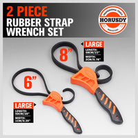 2Pc Adjustable Strap Wrench Rubber Belt Spanner Multi-Purpose Jar Opener Filter Kings Warehouse 