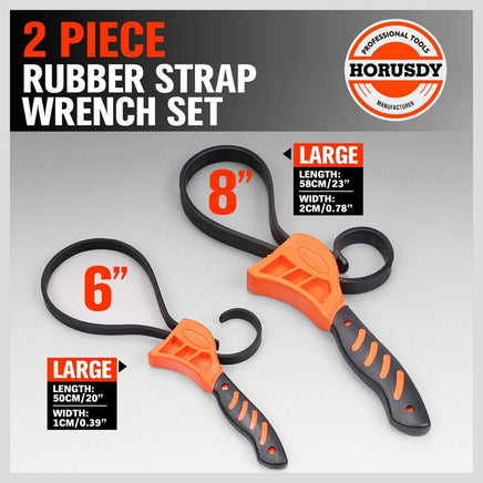 2Pc Adjustable Strap Wrench Rubber Belt Spanner Multi-Purpose Jar Opener Filter Kings Warehouse 
