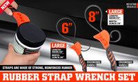 2Pc Adjustable Strap Wrench Rubber Belt Spanner Multi-Purpose Jar Opener Filter Kings Warehouse 