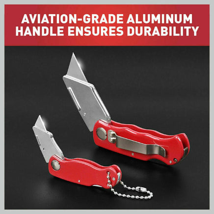 2Pc Folding Utility Knife Aluminium Handle & 10 Spare Stanley Blades Craft New Kings Warehouse 