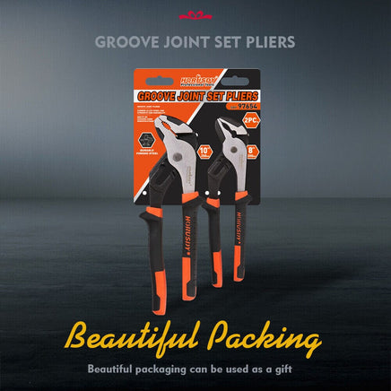 2Pc Groove Joint Pliers 8 & 10-inch Multi Grip Non-Slip Heavy Duty Pipe Wrench Kings Warehouse 