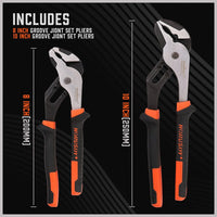 2Pc Groove Joint Pliers 8 & 10-inch Multi Grip Non-Slip Heavy Duty Pipe Wrench Kings Warehouse 