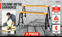 2Pc Mastercraft Sawhorse Metal Folding Non-slip Surface Saw Horse 120KG Capacity Kings Warehouse 