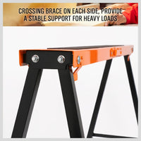 2Pc Mastercraft Sawhorse Metal Folding Non-slip Surface Saw Horse 120KG Capacity Kings Warehouse 