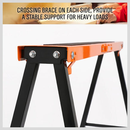 2Pc Mastercraft Sawhorse Metal Folding Non-slip Surface Saw Horse 120KG Capacity Kings Warehouse 