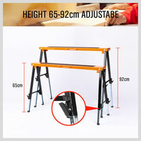 2Pc Mastercraft Sawhorse Metal Folding Non-slip Surface Saw Horse 120KG Capacity Kings Warehouse 