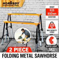 2Pc Mastercraft Sawhorse Metal Folding Non-slip Surface Saw Horse 120KG Capacity Kings Warehouse 